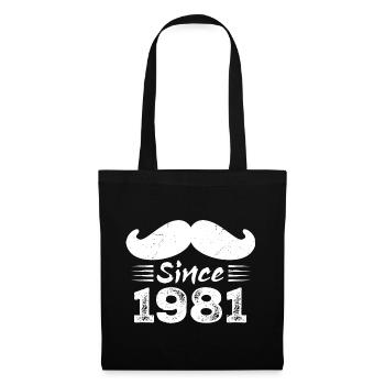 Geschenk zum 43. Geburtstag - Vintage 1981 Schnurrbart - Stoffbeutel - Schwarz - Vorne