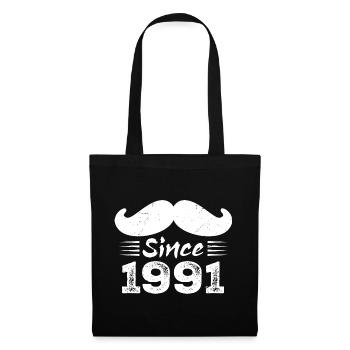 Geschenk zum 33. Geburtstag - Vintage 1991 Schnurrbart - Stoffbeutel - Schwarz - Vorne