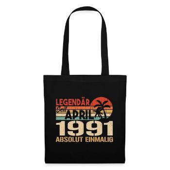Né En Avril 1991 Drôle D’anniversaire Rétro - Sac en tissu - noir - Devant