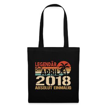 Geboren im April 2018 Lustiger Geburtstag Retro - Stoffbeutel - Schwarz - Vorne