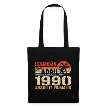 Né en avril 1990 Anniversaire drôle rétro - Sac en tissu - noir - Devant