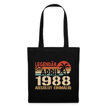 Né en avril 1988 Anniversaire drôle rétro - Sac en tissu - noir - Devant
