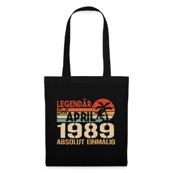 Né en avril 1989 Anniversaire drôle rétro - Sac en tissu - noir - Devant