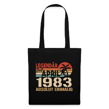 Né en avril 1983 Anniversaire drôle rétro - Sac en tissu - noir - Devant