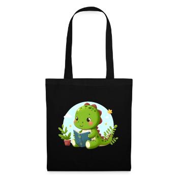 Dino lit un livre - Sac en tissu - noir - Devant