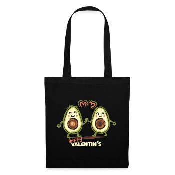 Lustiges Avocado-Design – Happy Valentin's - Stoffbeutel - Schwarz - Vorne