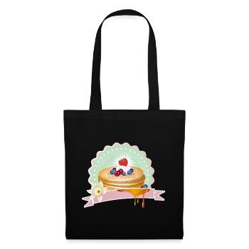 Motif de crêpes avec crème, baies et décoration - Sac en tissu - noir - Devant