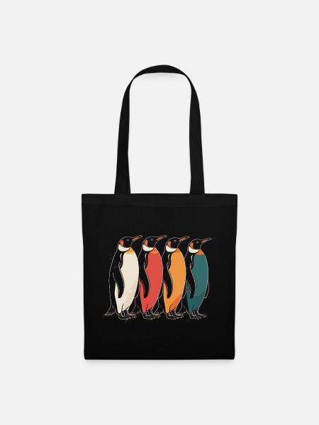 Farbenfrohe Pinguine - Stoffbeutel - Schwarz