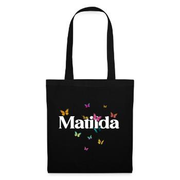 Beau nom de fille avec des papillons MATILDA - Sac en tissu - noir - Devant