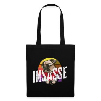 Insasse Retro Mops Lustiger Karneval Helau - Stoffbeutel - Schwarz - Vorne
