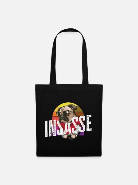 Insasse Retro Mops Lustiger Karneval Helau - Stoffbeutel - Schwarz
