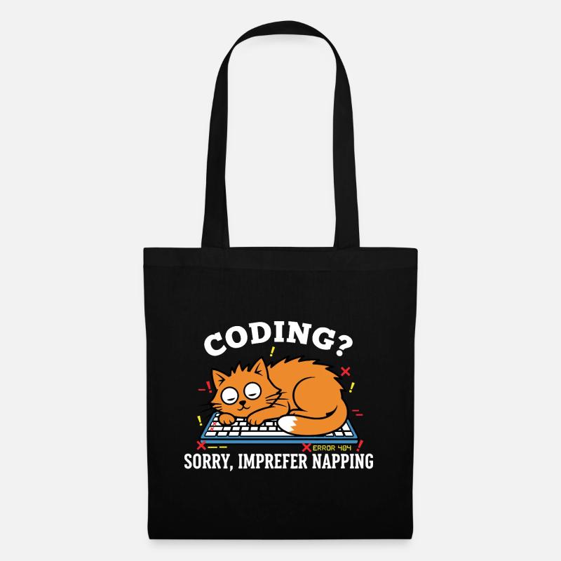 Coding? Sorry, ich schlafe lieber Lustige Katze - Stoffbeutel - Schwarz