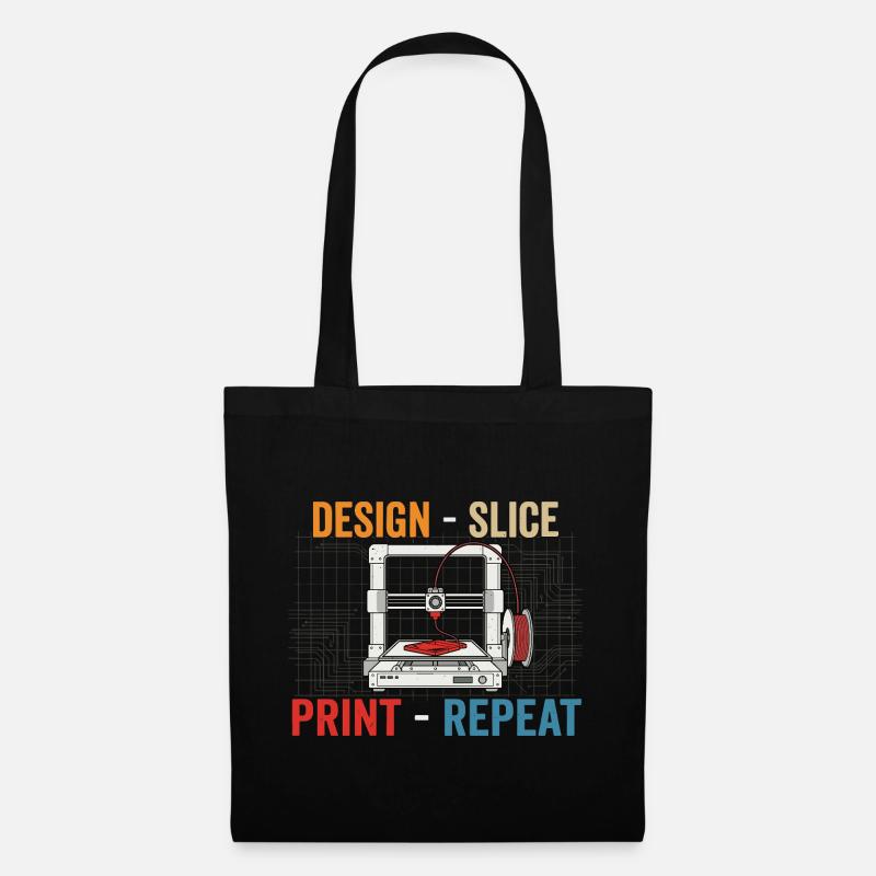 3D-Druck Evolution – Design Slice Print Repeat - Stoffbeutel - Schwarz