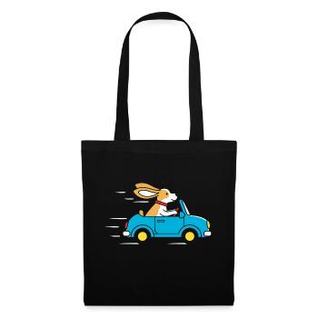Rabbit in a convertible: Happy ride - Tote Bag - black - Front