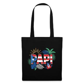 Papi Puerto Rico Flagge Urlaub Sommer - Stoffbeutel - Schwarz - Vorne