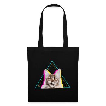 Art géométrique en forme de chat néon - Sac en tissu - noir - Devant