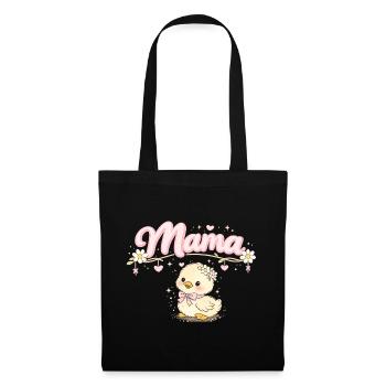 Mama süßes kleines Entlein und Blumen | Mama-Geschenk - Stoffbeutel - Schwarz - Vorne