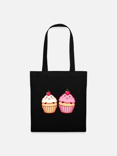 Kawaii Cupcake Muffin food Geschenk - Stoffbeutel - Schwarz
