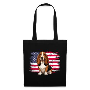 Patriotic Basset Hound - US Flag Dog Mom Dad - Tote Bag - black - Front