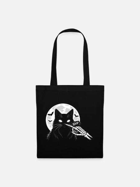 Katzen-Boop-Skelett Halloween - Stoffbeutel - Schwarz