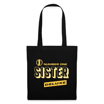 Sister Schwester Number One Deluxe Bester Familie - Stoffbeutel - Schwarz - Vorne