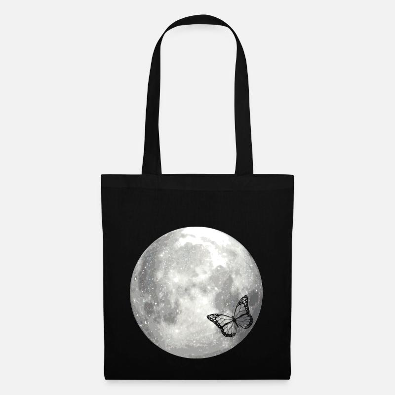 full moon butterfly - Tote Bag - black