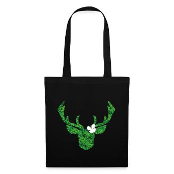 Cerf avec fleur en blanc pour le costume moderne - Sac en tissu - noir - Devant