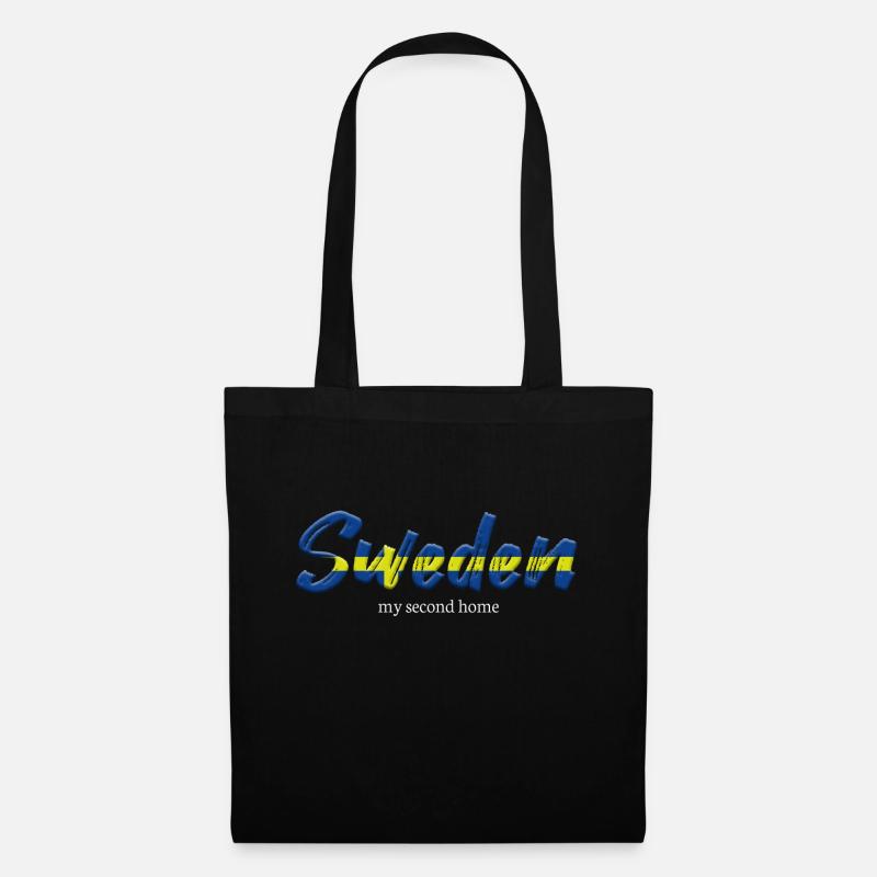 Sweden second Home Schweden Flagge Urlaub Spruch - Stoffbeutel - Schwarz