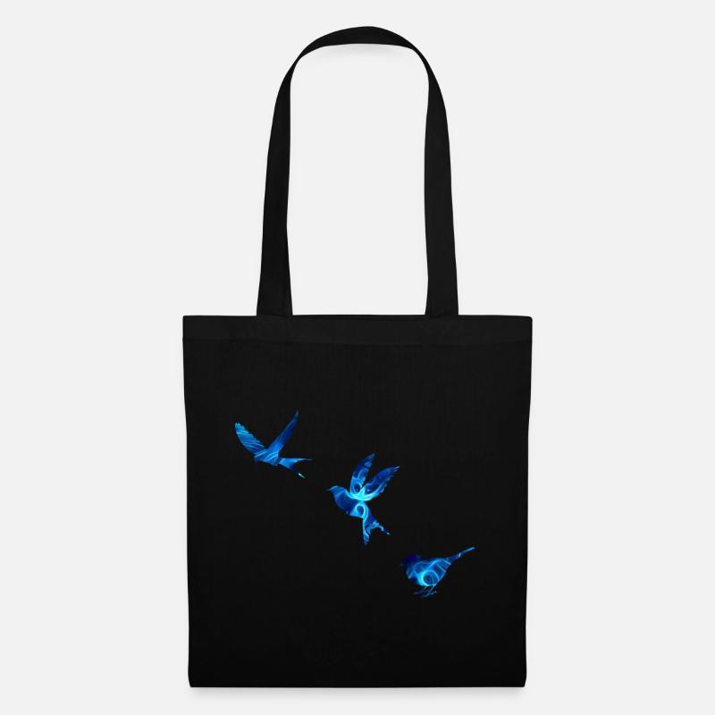 Blaue Vögel - Stoffbeutel - Schwarz