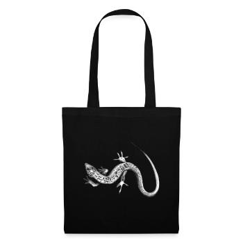 Lézard gris motif noir et blanc - Sac en tissu - noir - Devant