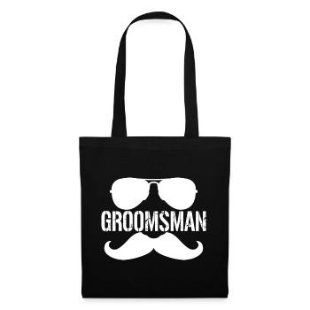Groomsman - Mustache & Monocole Bachelor Party - Tote Bag - black - Front