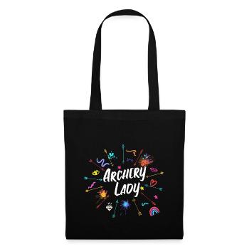 Bogenschützin - Geschenk Bogenschießen Frau - Stoffbeutel - Schwarz - Vorne