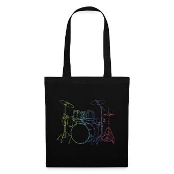 Drumset Sticks Schlagzeuger Schlagzeug Drummer - Stoffbeutel - Schwarz - Vorne