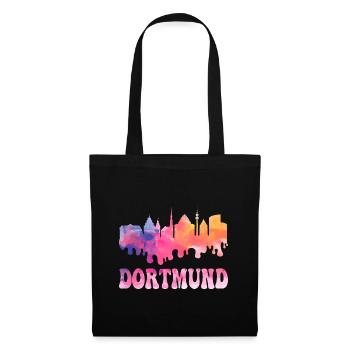 Dortmund Deutschland Stadt Skyline Splash Bunt - Stoffbeutel - Schwarz - Vorne
