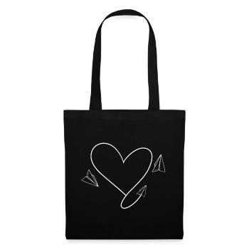 Avion Coeur Amour Vacances Pilote Avions - Sac en tissu - noir - Devant