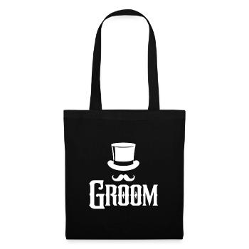 Groom Cool Top Hat & Schnurrbart Herren Junggesellenabschied - Stoffbeutel - Schwarz - Vorne
