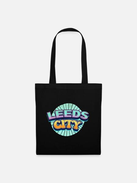 Leeds England UK Stadt Schrift Pop Art Comic - Stoffbeutel - Schwarz