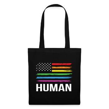 LBGT Flag Gay Pride Human Vintage Rainbow - Stoffbeutel - Schwarz - Vorne