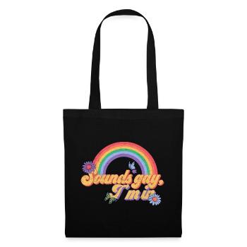 Schwul Lesbisch Regenbogen T-Shirt Geschenkidee - Stoffbeutel - Schwarz - Vorne