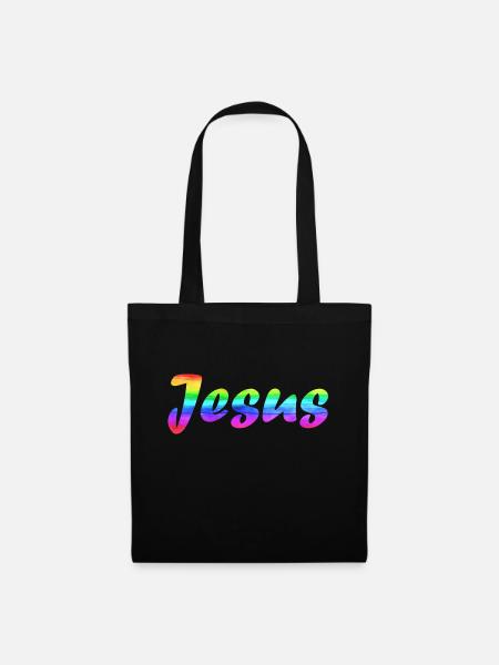 Jesus Regenbogenfahne - Stoffbeutel - Schwarz