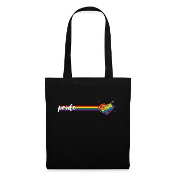 Long Rainbow Flag Hearts Splash Pride - Stoffbeutel - Schwarz - Vorne