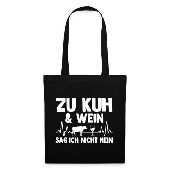 Kuh Landwirt Bauernhof Wein Kühe - Stoffbeutel - Schwarz - Vorne