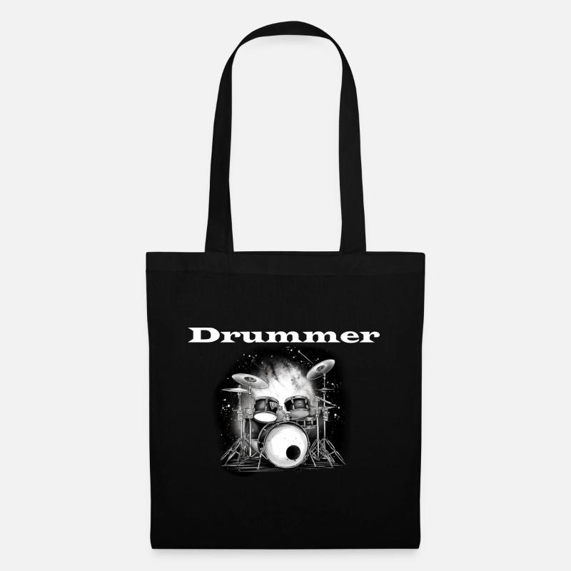 Drummer weiß - Stoffbeutel - Schwarz