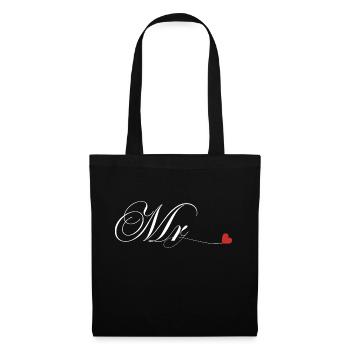 T-shirt de couple assorti Mr et Mme - Sac en tissu - noir - Devant