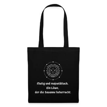 T-Shirt Sternzeichen Löwe Astrologie Horoskop - Stoffbeutel - Schwarz - Vorne