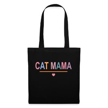 Cat Mama Pastell Bunt Herz Statement Katzen - Stoffbeutel - Schwarz - Vorne