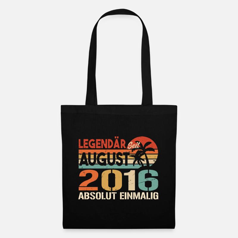 Geboren im August 2016 Funny Birthday Retro - Stoffbeutel - Schwarz
