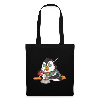 Curling Penguin - Tote Bag - black - Front