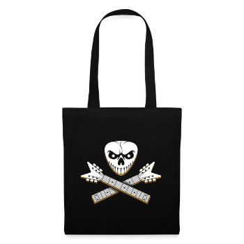 Motifs de guitare crâne et croisé - Sac en tissu - noir - Devant