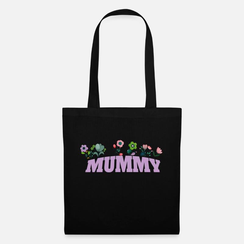 Mummy Blumen Motiv - Stoffbeutel - Schwarz